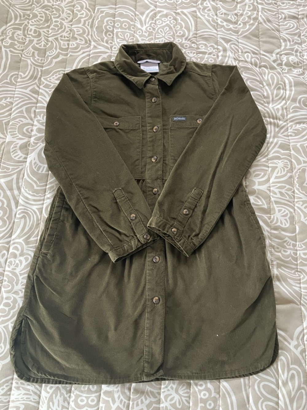 Columbia Olive Green Corduroy Button Shirt